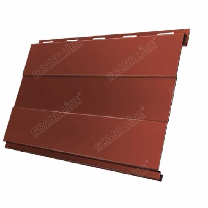 Металлический сайдинг Grand Line Вертикаль 0.45 мм prof PE с пленкой RAL 8004 терракота